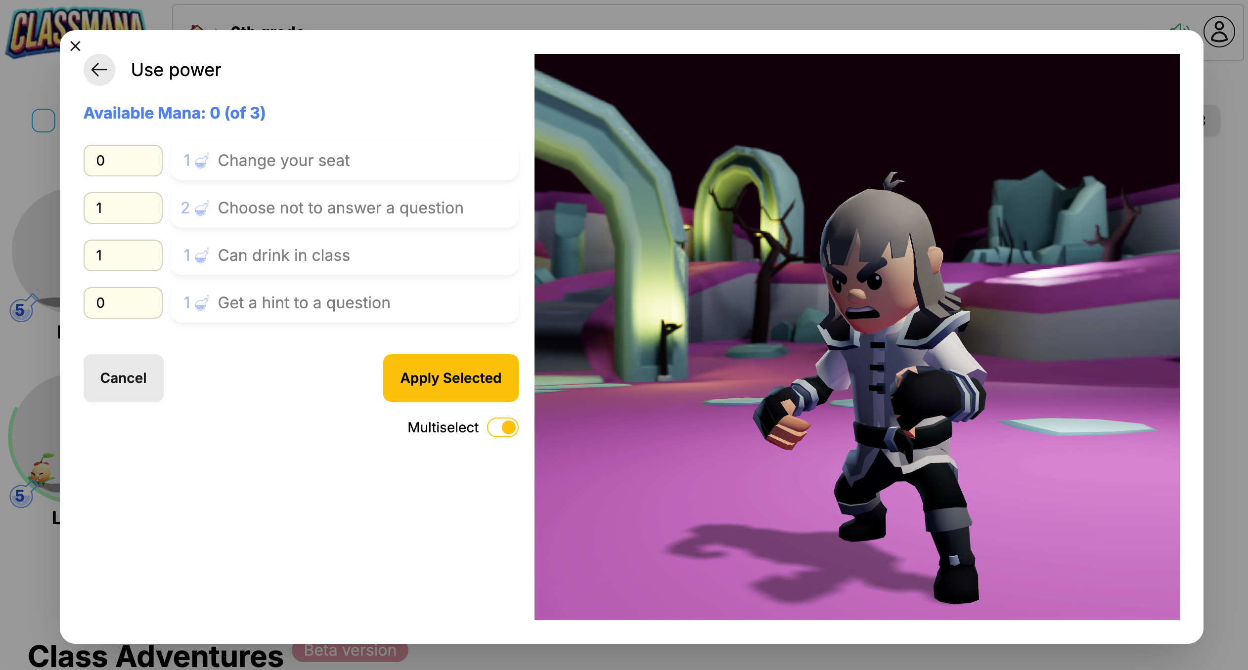 Többszörös kiválasztás mód kapcsoló